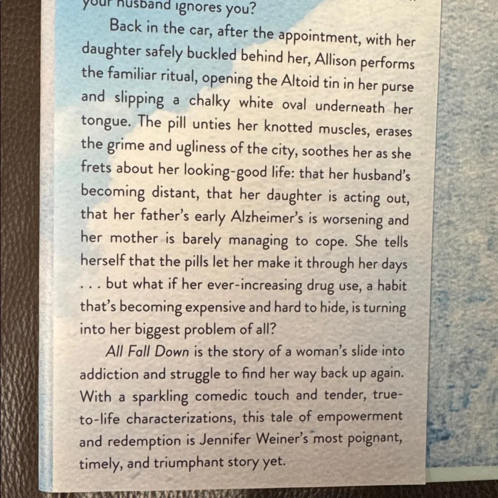 Jennifer Weiner “All Fall Down” Hardcover Novel